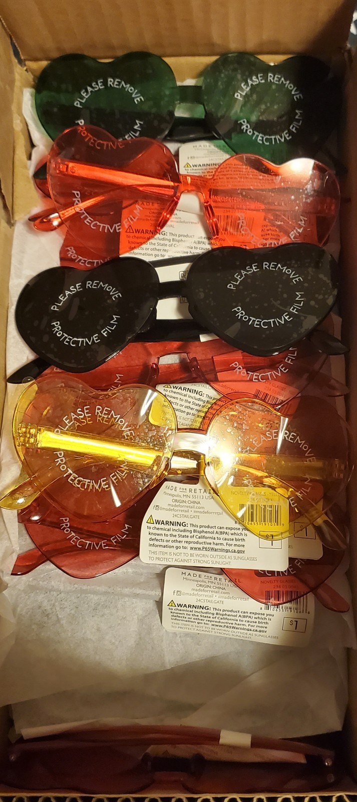 Heart Shades Valentines Day School Favors Wholesale Lot 24pcs 4 Colors