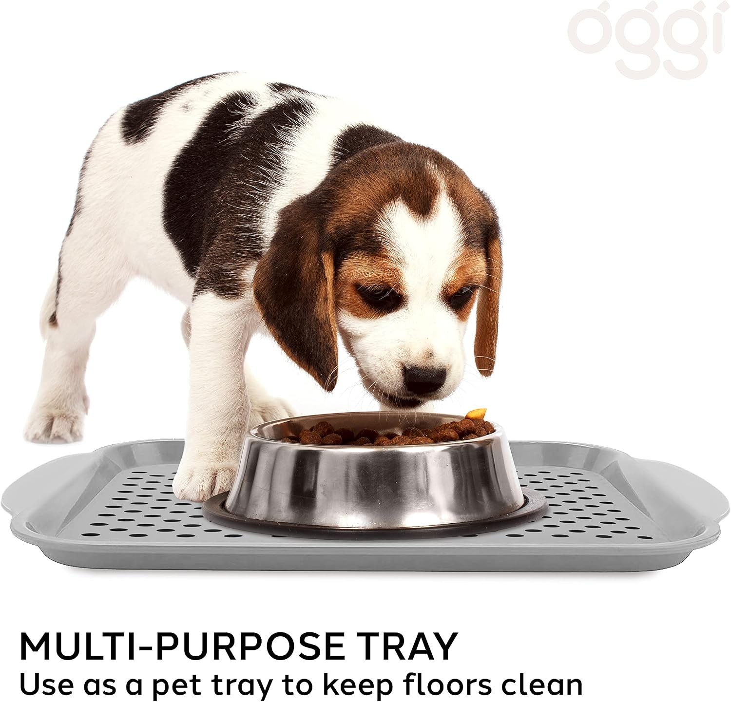 Anti Slip Serving Tray with Handles- Gray Rectangle Tray – Ideal for Eating,