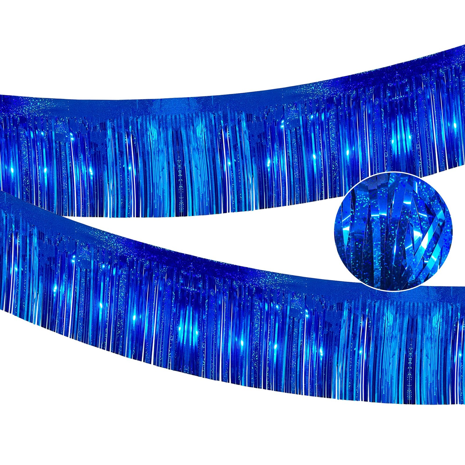 2 Pack 10 Feet Glitter Royal Blue Parade Float Decorations for Trailer Car, G…