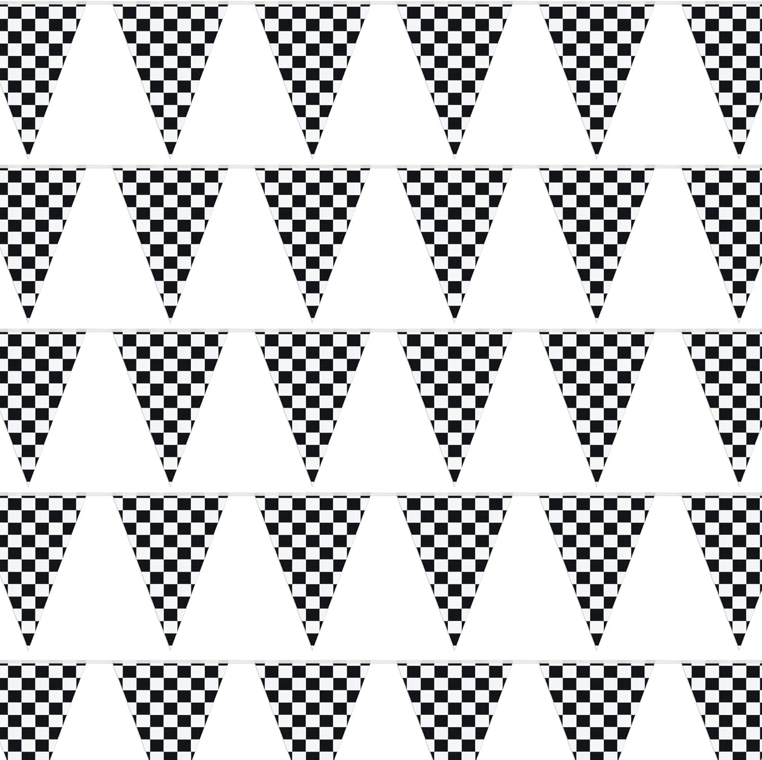 Banderines Triangulares 100Ft Para Decoracion De Fiestas, En Blanco Y Negro NEW.