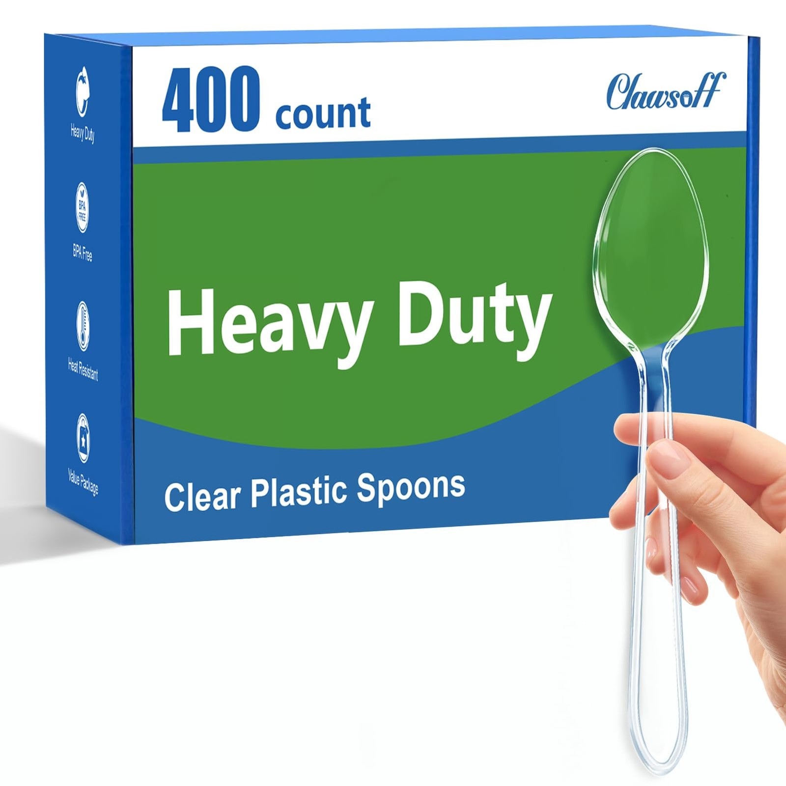 400 Count Clear Plastic Spoons Disposable, Plastic Cutlery Utensils Set, BPA-…