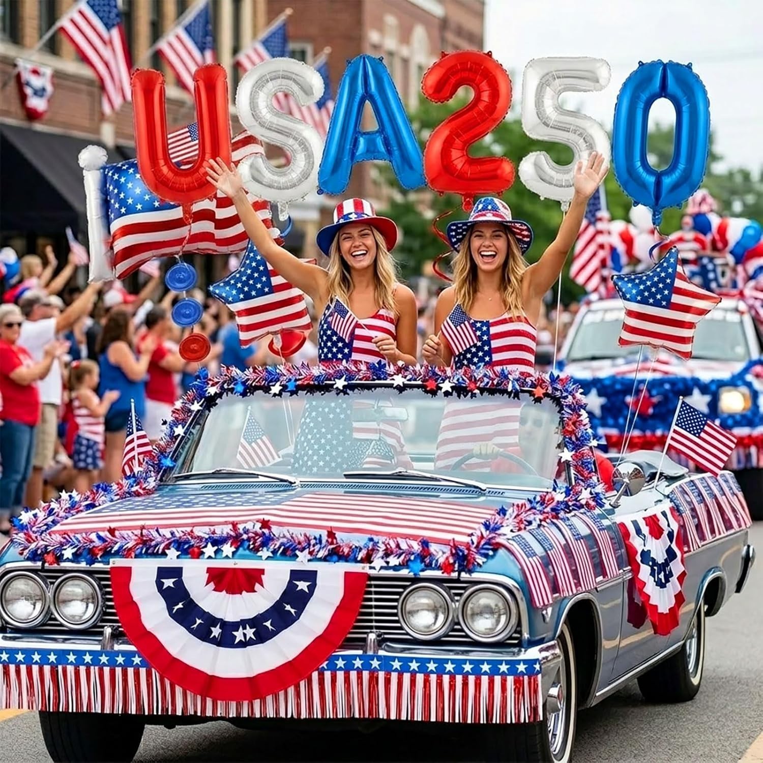 4th of July Golf Cart Decorations Kit, 250th Anniversary USA Patriotic Parade De