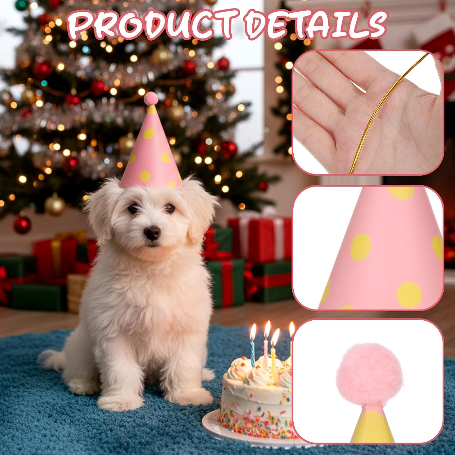 Adjustable Mini Birthday Hats for Dogs, Cats, and Stuffed Animals – 6 Pack