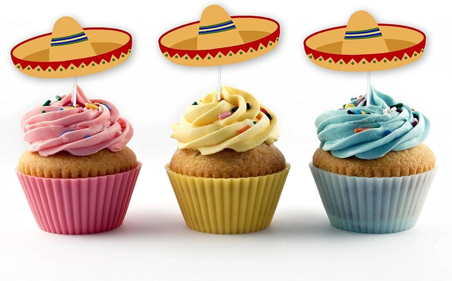 Sombrero Cupcake Topper 4 Packs Each 20 Ct (Total 160) Fiesta Taco Party Event