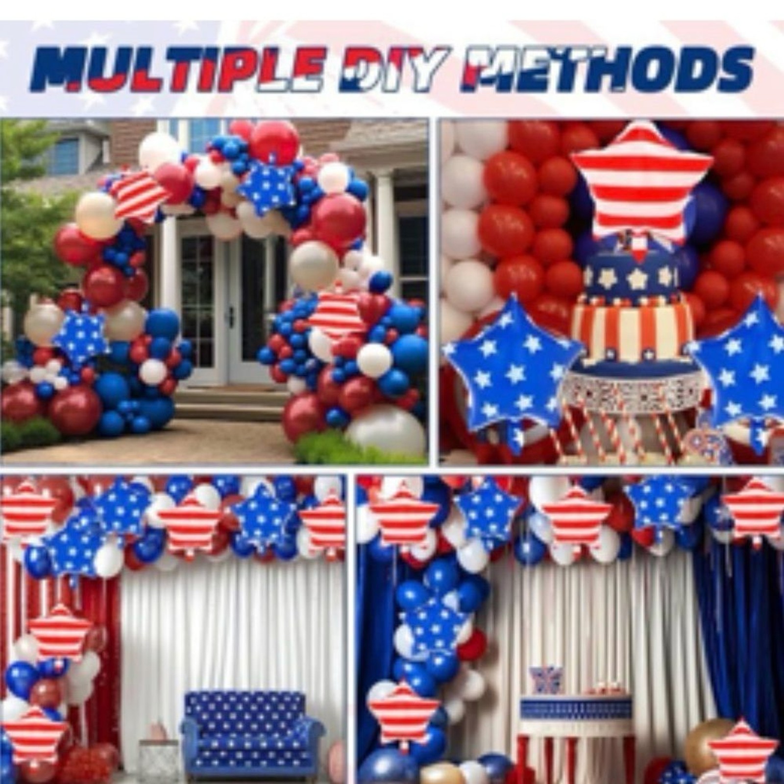 110 Pcs Red White and Blue Balloons