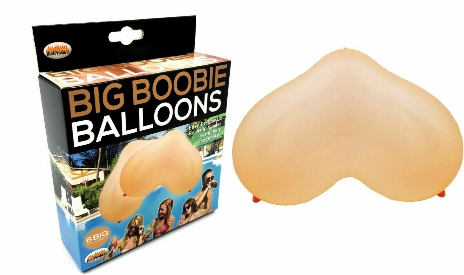 6 Big Boobie Balloons – Fun Gag Gift Adult Novelty Party Decoration – Beige