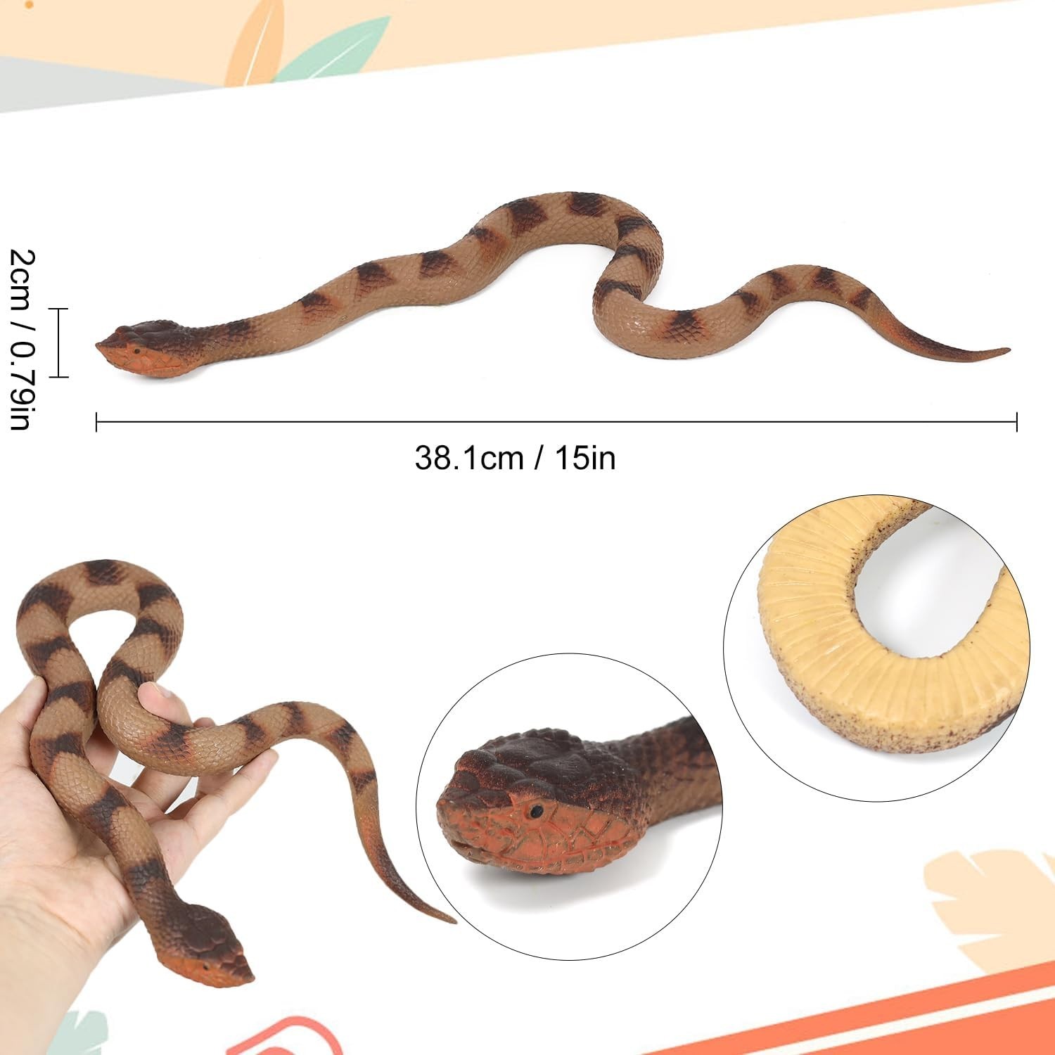 Realistic Fake Snake Toys 2PCS Rubber Rattlesnake Prank Garden Decor Props