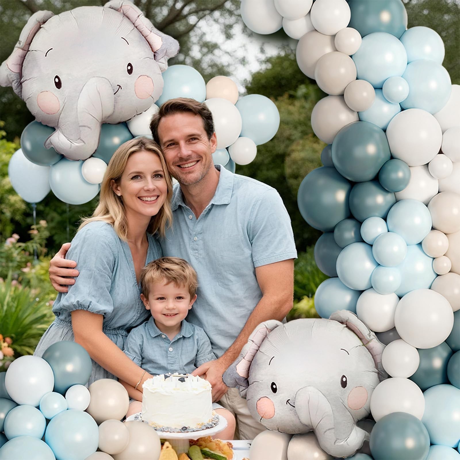 Blue Balloons Garland Arch Kit, 110pcs Baby Blue Elephants Animals Balloons B…