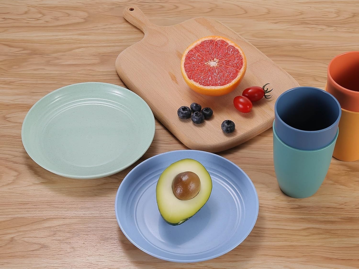 7-Inch Unbreakable Wheat Straw Plates – Set of 4, Microwave & Dishwasher Safe
