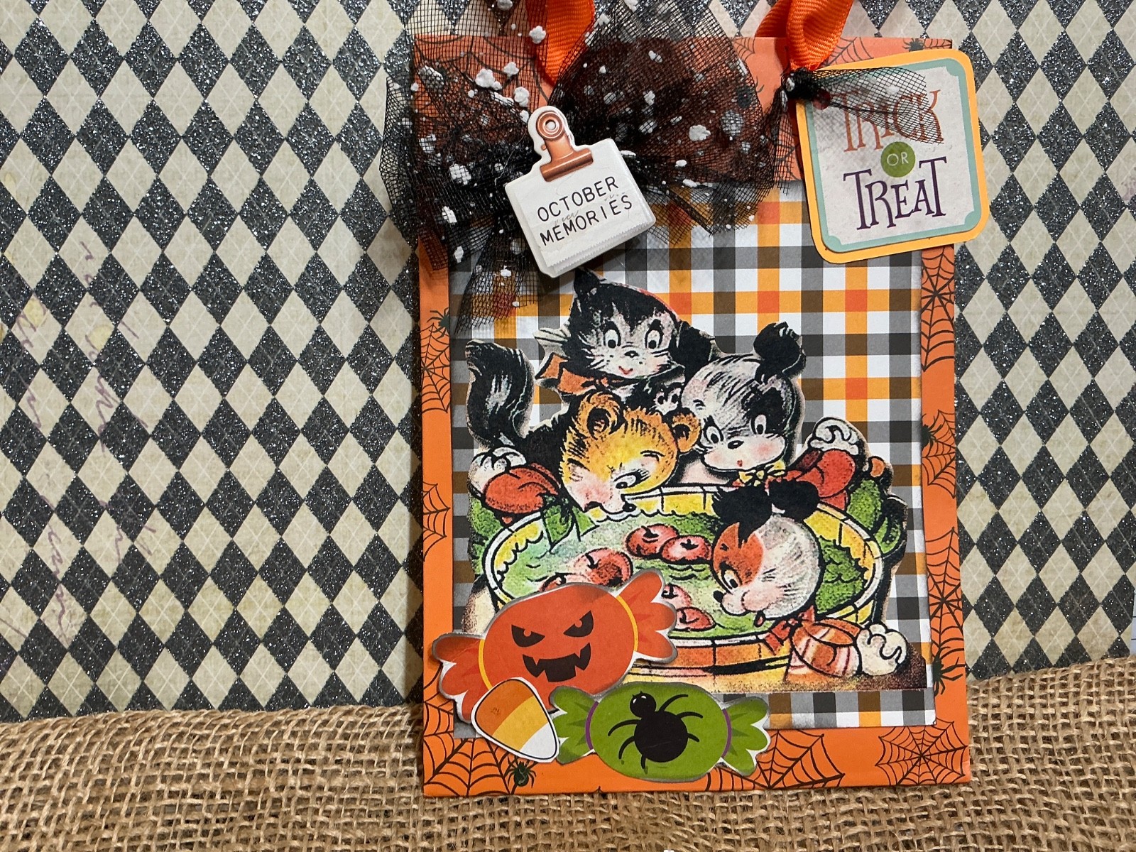 Set Of 2 Retro Halloween Candy/Gift Bags Trick-O-Treat
