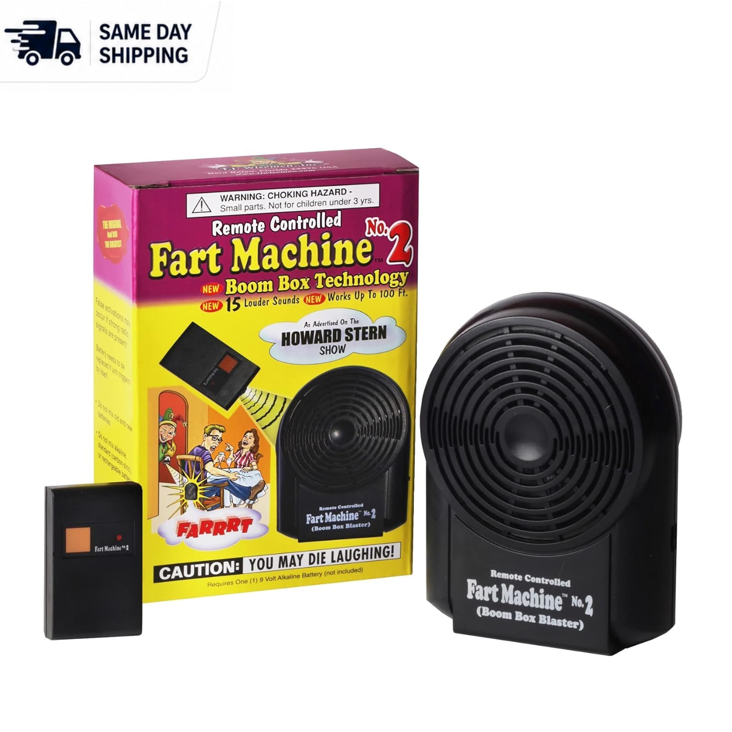 Prankster’s Dream: Remote Fart Machine with Boom Box – 15 Sounds, 100 ft Range
