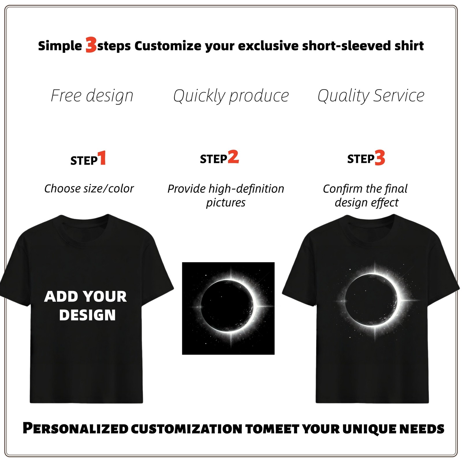 Hollowmark Custon Monochrome Front Print Tee Black White S-5XL Symbol Shirt