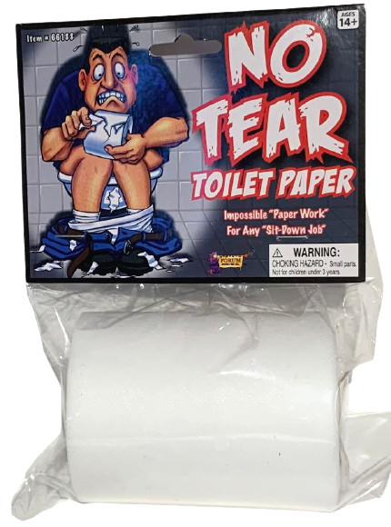 FAKE TOILET PAPER ROLL No Tear Non Rip Joke Prank Gag Gift Funny Bathroom Humor