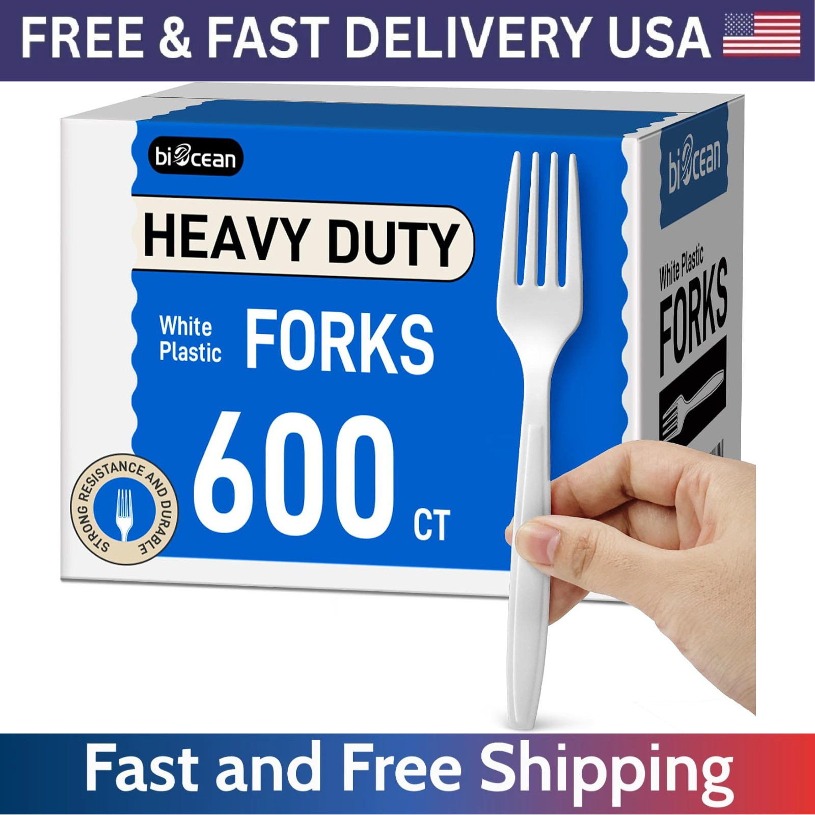 White Heavy Duty Disposable Plastic Forks Bulk Silverware Wholesale in Pack of