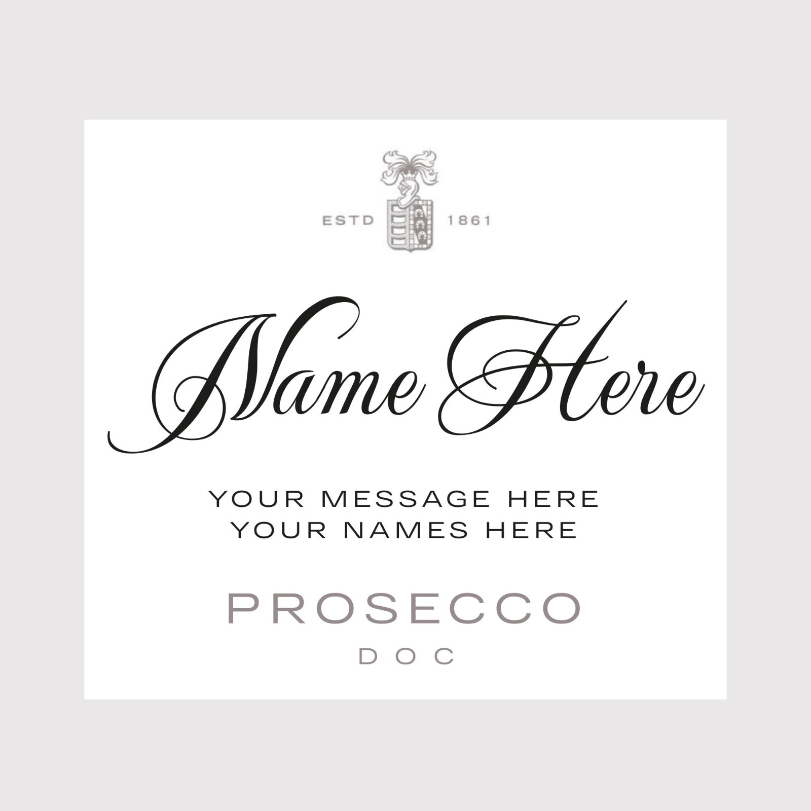 Personalised Prosecco Champagne Wine Label Vinyl Sticker Funny Novelty Gift
