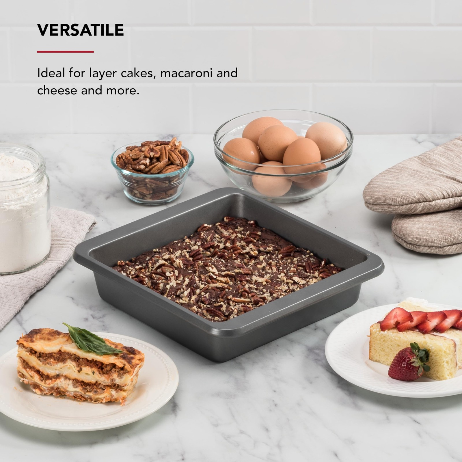 KitchenAid Nonstick Swiss Engineered Aluminized Steel Square Cake Pan, Dishwashe