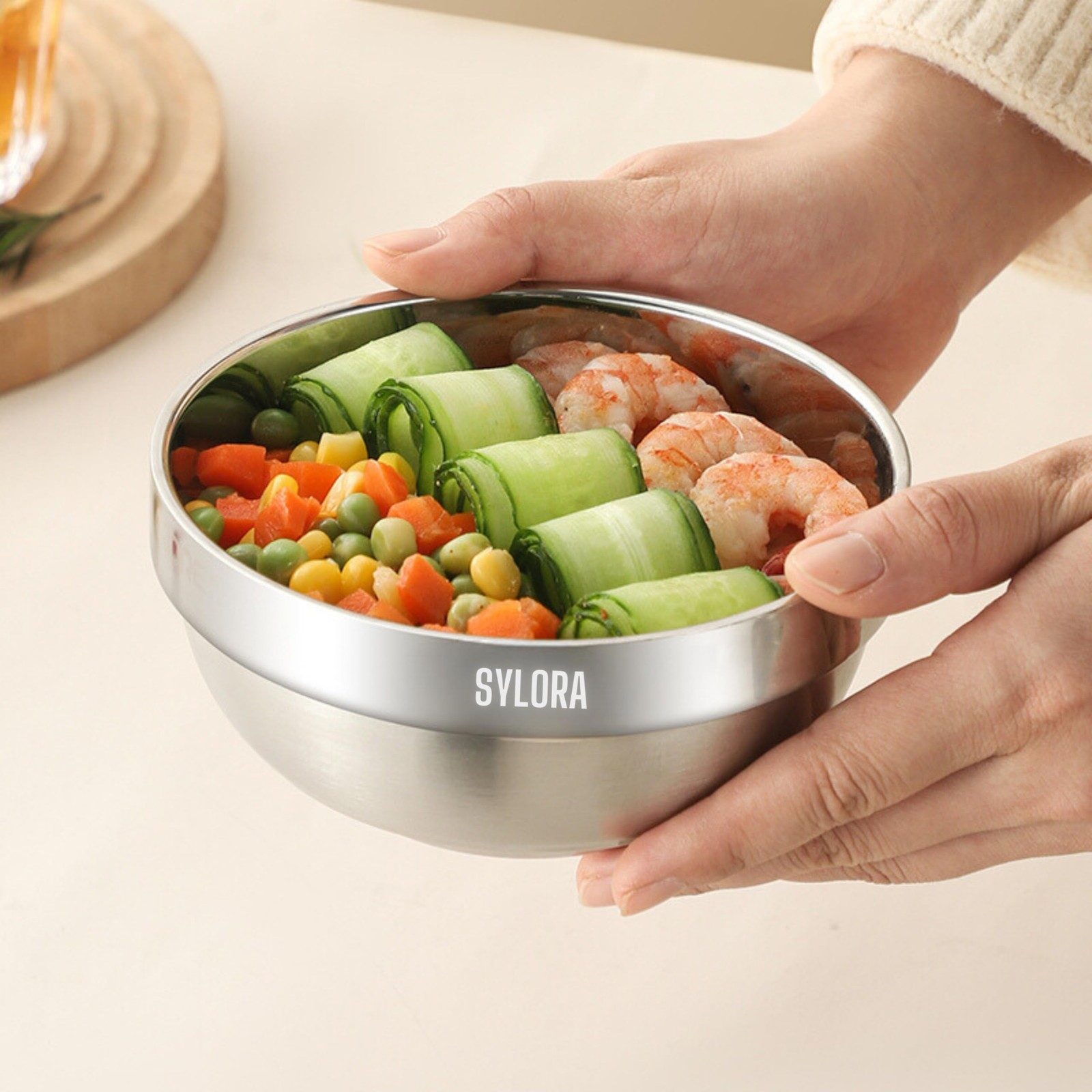 MANGOCO 6 Pack 304 Stainless Steel Bowls – Modern, Contemporary Style, 12 oz Cap