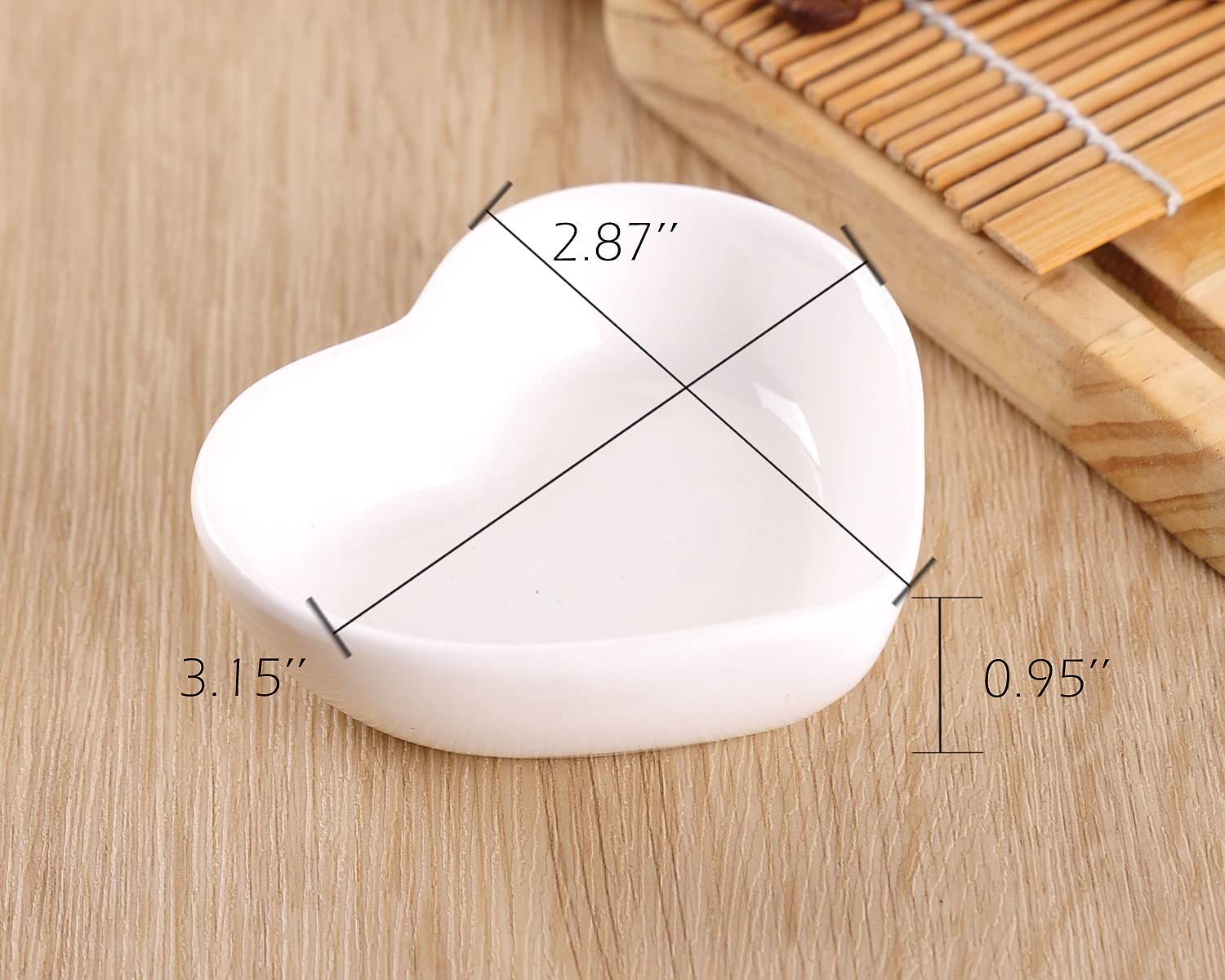 WHJY White Love Heart Shaped Ceramic Side Dish Bowl, Contemporary Porcelain Side