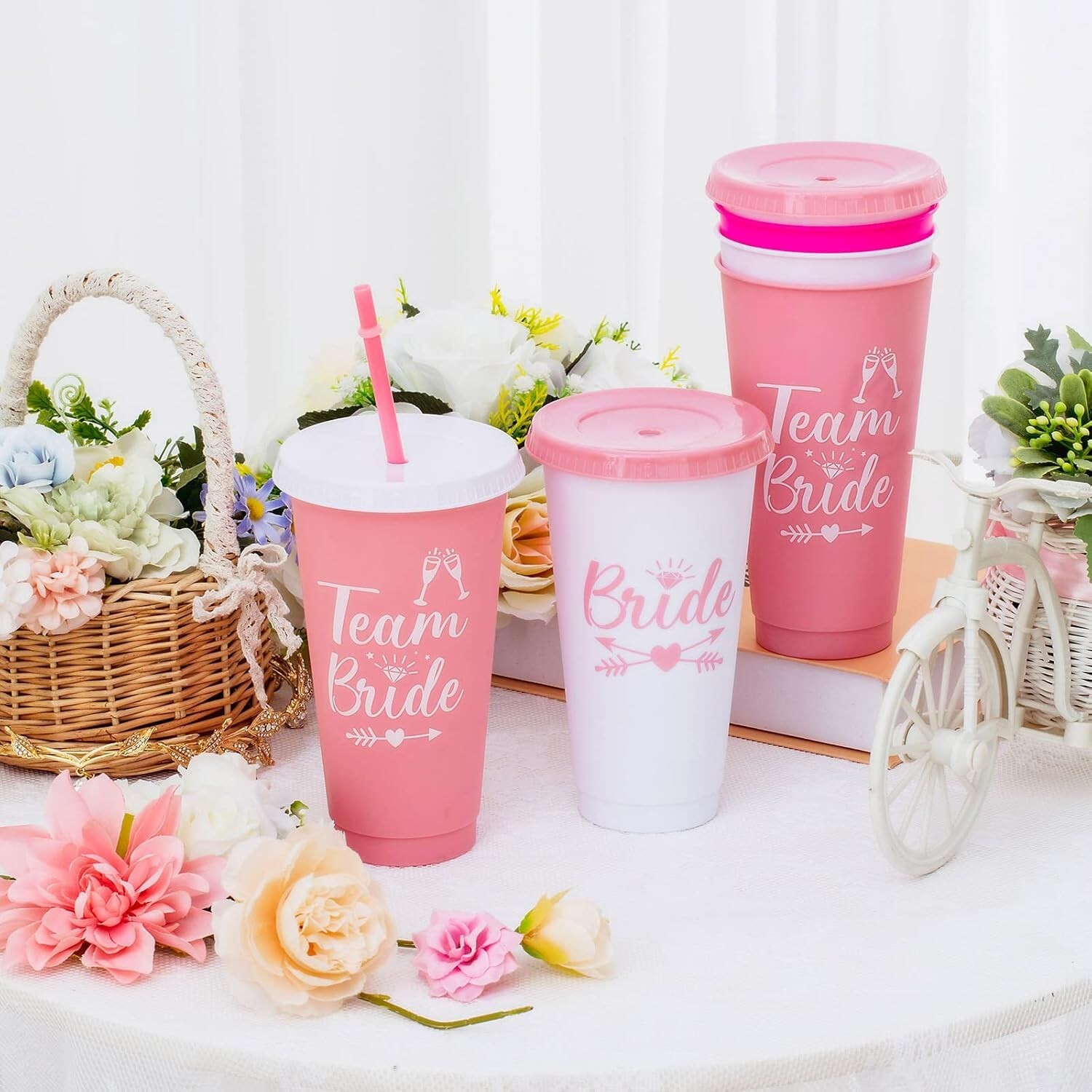 16 Pcs Babe Bachelorette Cups 24 oz Tumbler Lids Straw Bridesmaid Bridal Wedding