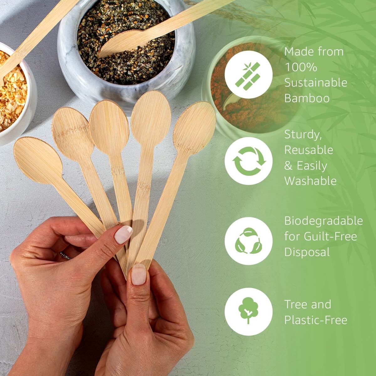Ibambo 100% Bamboo Spoons – 2400 Compostable Spoons, Disposable or Reusable