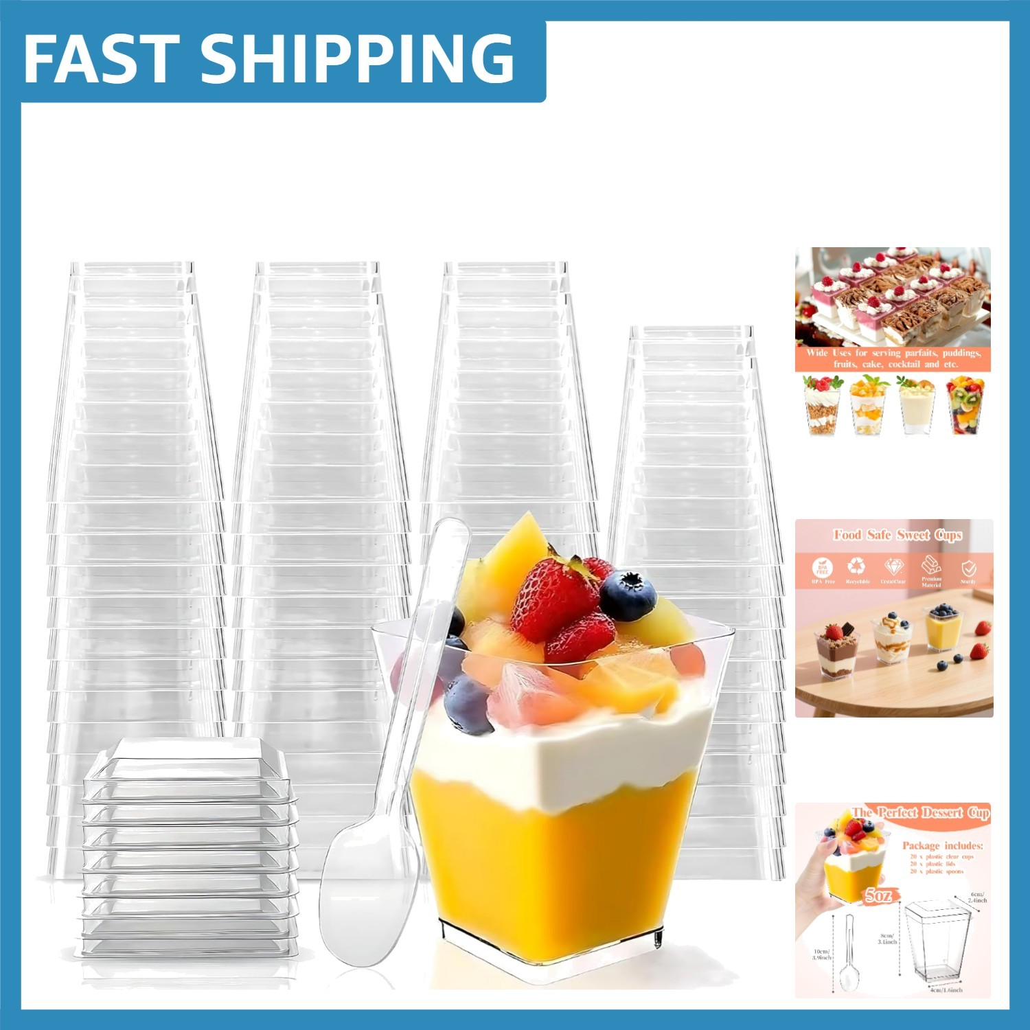 Lightweight 20 Pack 5 oz Dessert Cups with Lids – Perfect for Catered Events