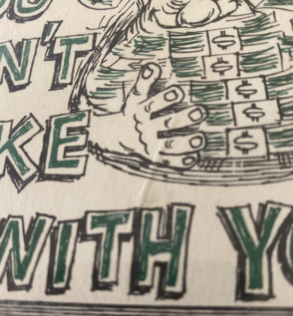 Vintage You Can’t Take It With You Toilet Humor Gag Gift Money Gold