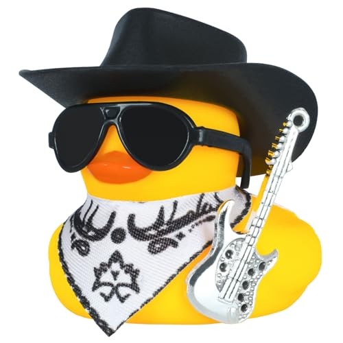 Car Rubber Duck with Mini Guitar Accessories for Jeep Ducking With Mini Guitar