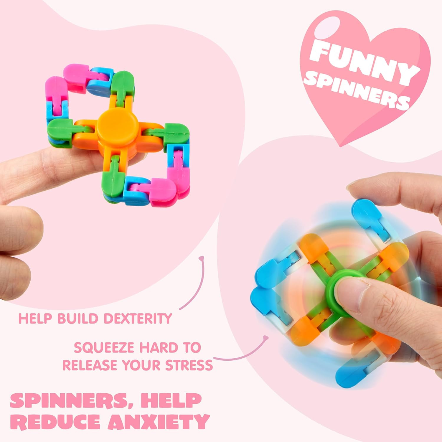 30 Valentine Fidget Spinner Sets with Cards Class Gift Party Favors for Kids Fun