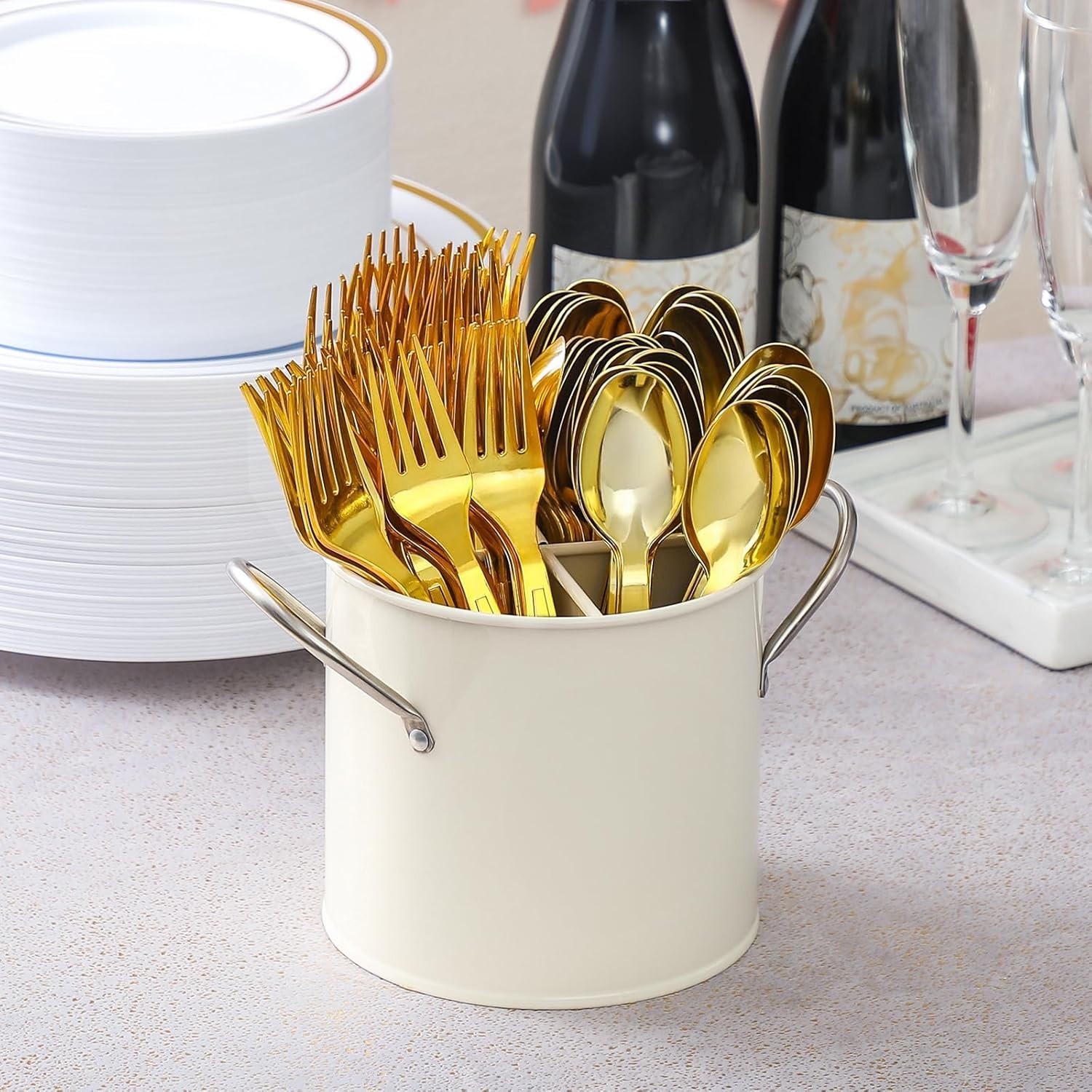 100 Pcs Gold Plastic Forks – Elegant Disposable Utensils for Parties & Events