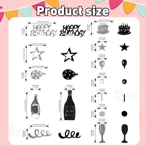 Happy Birthday Confetti, 1.6 oz Black Silver Black Silver Birthday Confetti