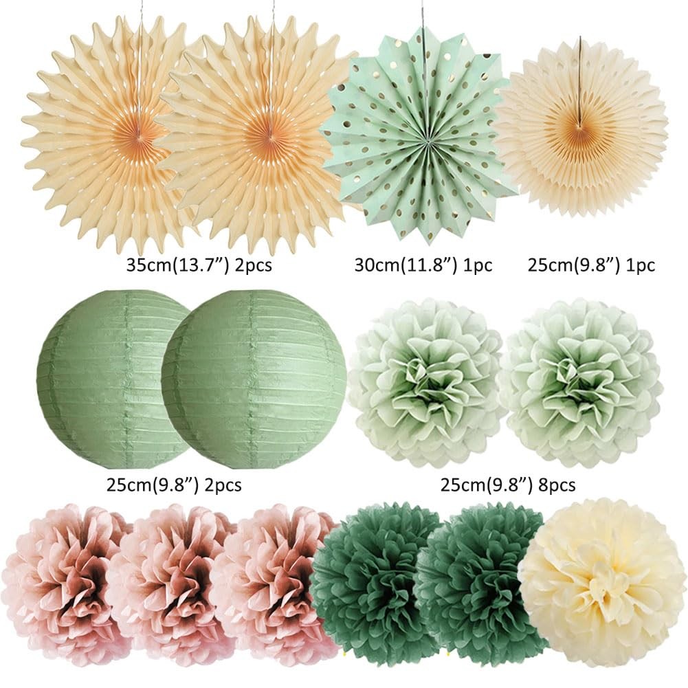 Sage Green and Dusty Pink Party Decorations Retro Olive Sage Green and Dusty …
