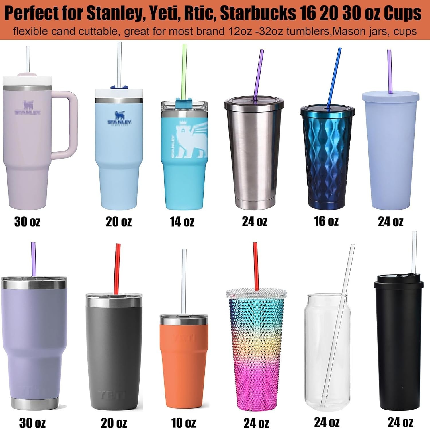 Eco-Friendly 10.5in Tritan Rainbow Straws – Perfect for Stanley & YETI Tumblers