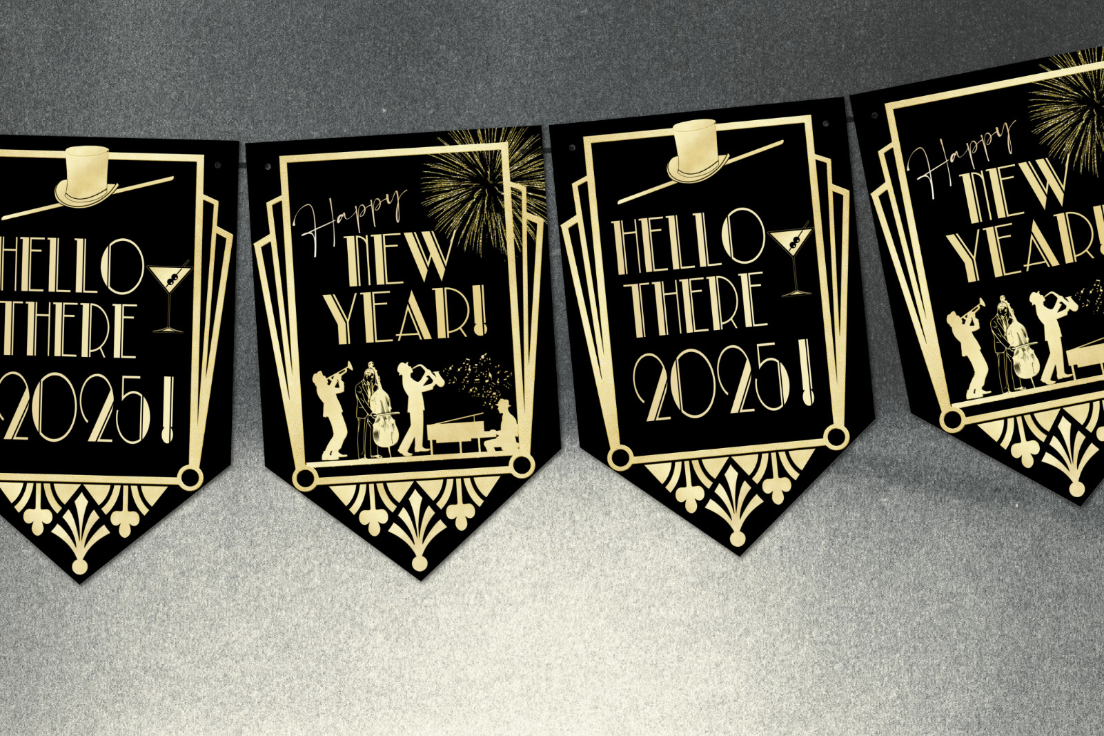 New Year Gatsby Art Deco Roaring 20’s Bunting Party Celebration Bar Decoration