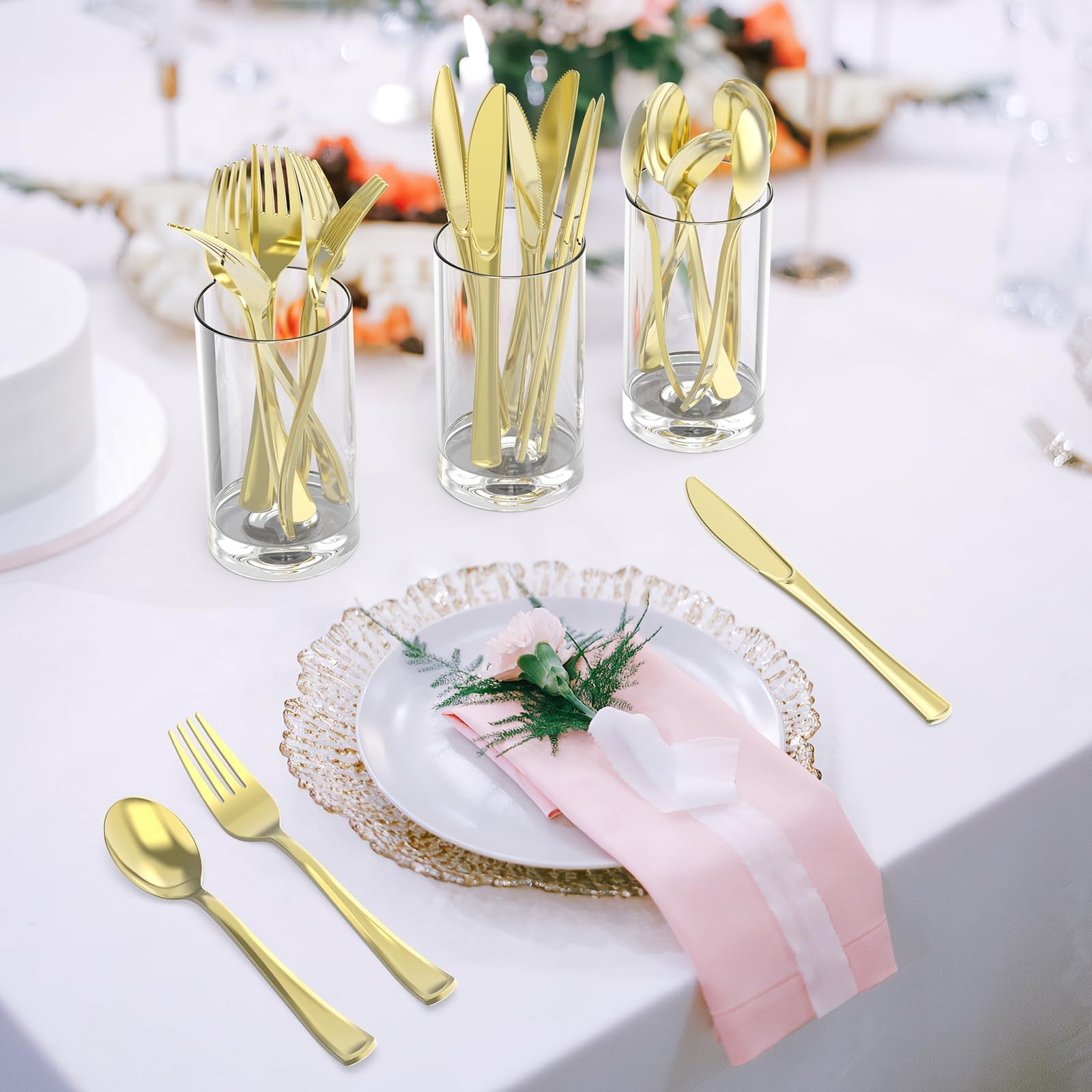 100 Count Heavy Duty Gold Plastic Forks Disposable, BPA-Free, Heat Resistant,…