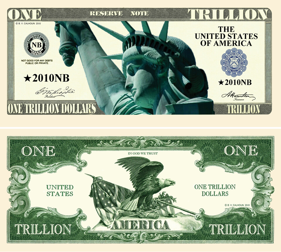 Trillion Dollar Novelty Dollar Bills – Pack of 10