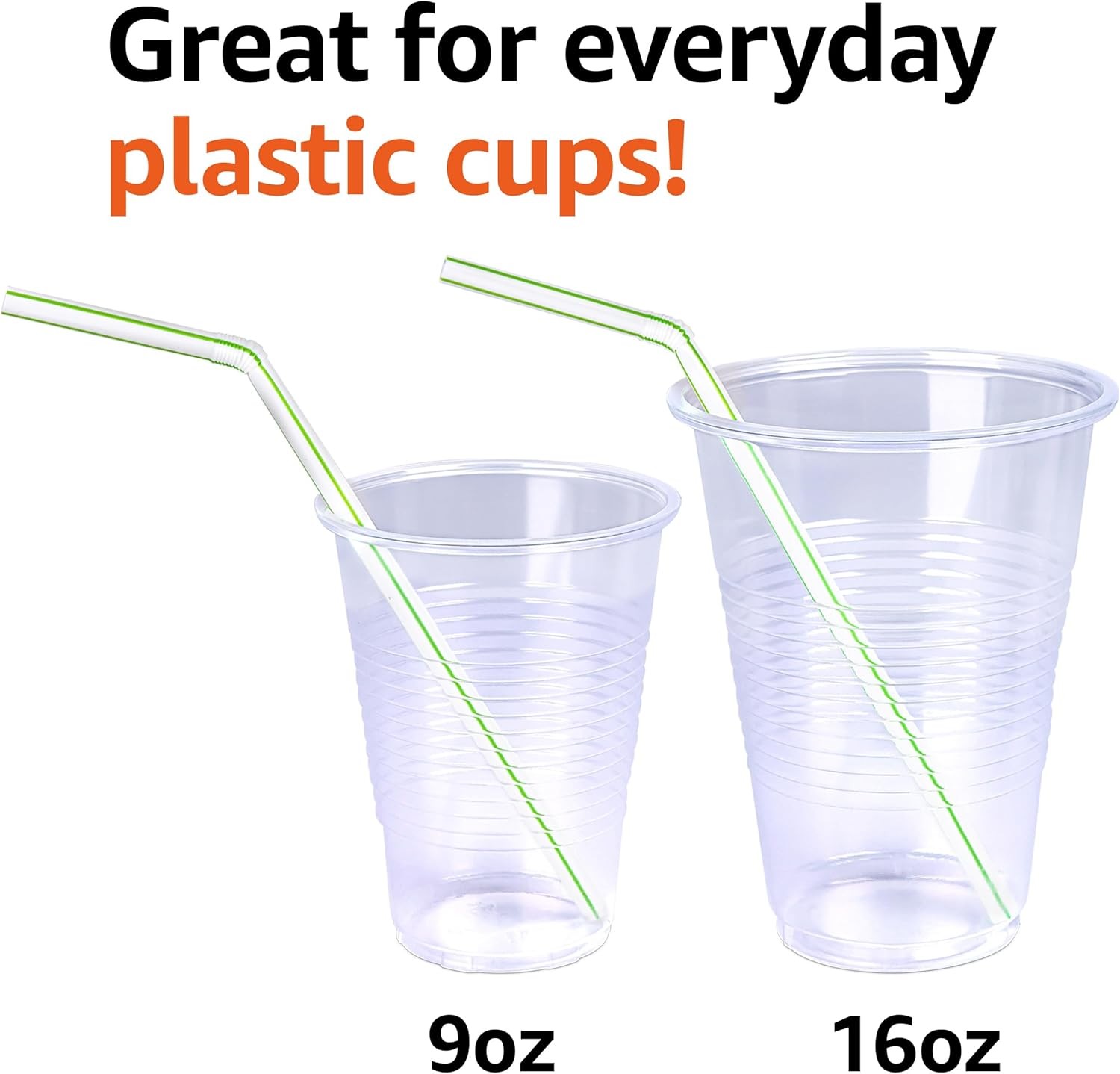 Disposable Striped Plastic Flex Straws,7.5″Long,Assorted Colors,100 Count