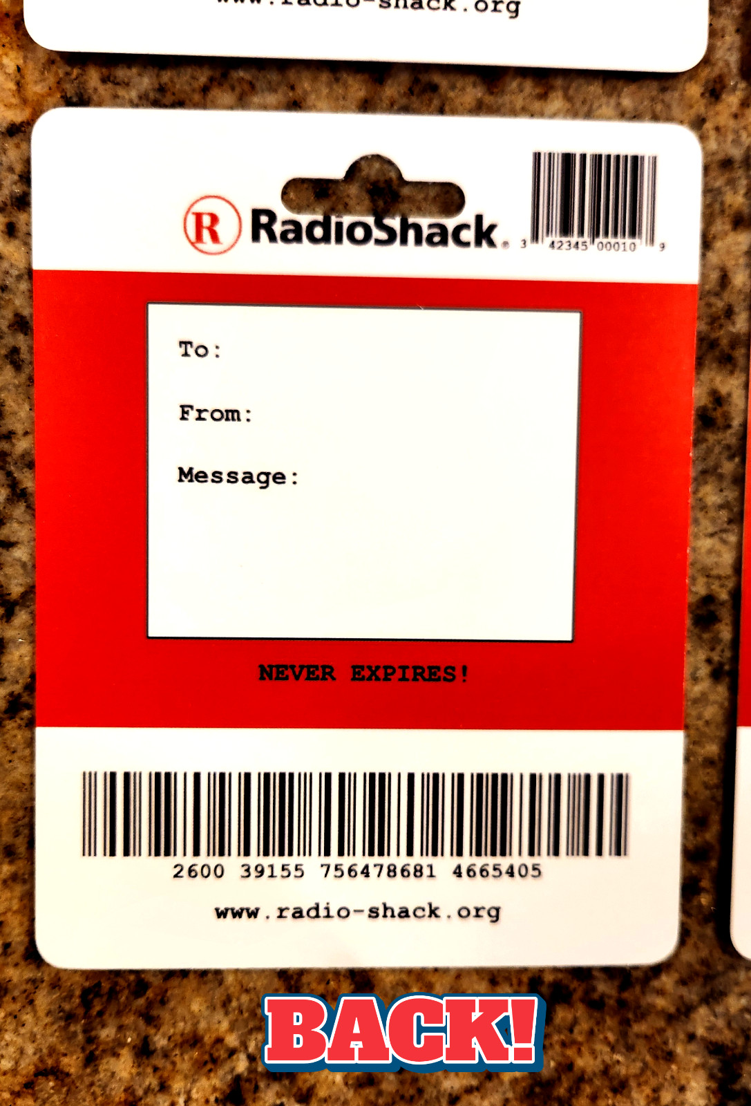 (4) Radio Shack Prank Gag Gift Card – Birthday Christmas Graduation Gag FUNNY