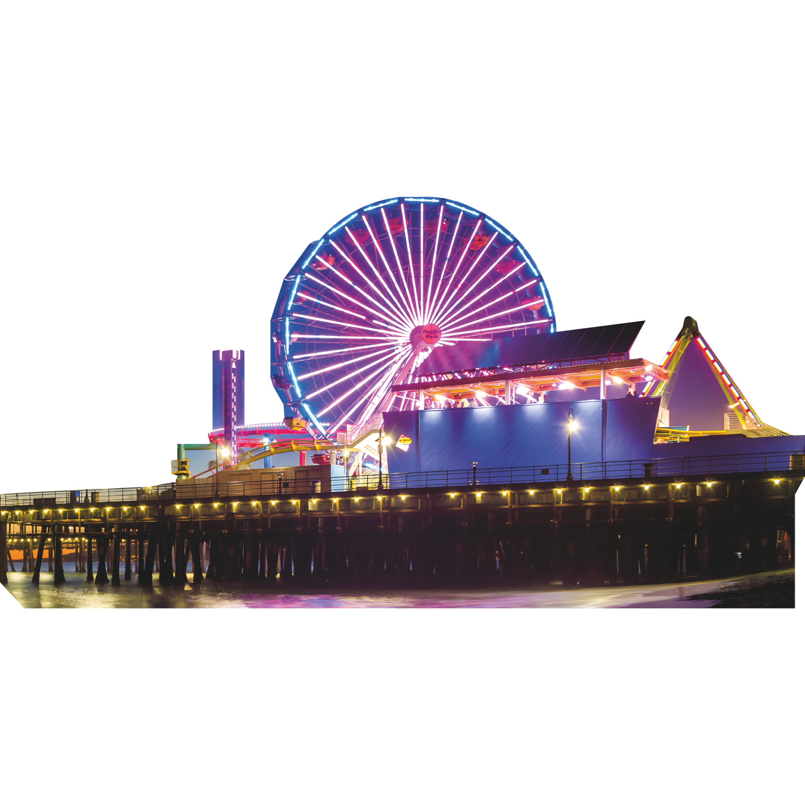 SP13420 Santa Monica Pier Night Lights California Cardboard Cutout Standee Stand