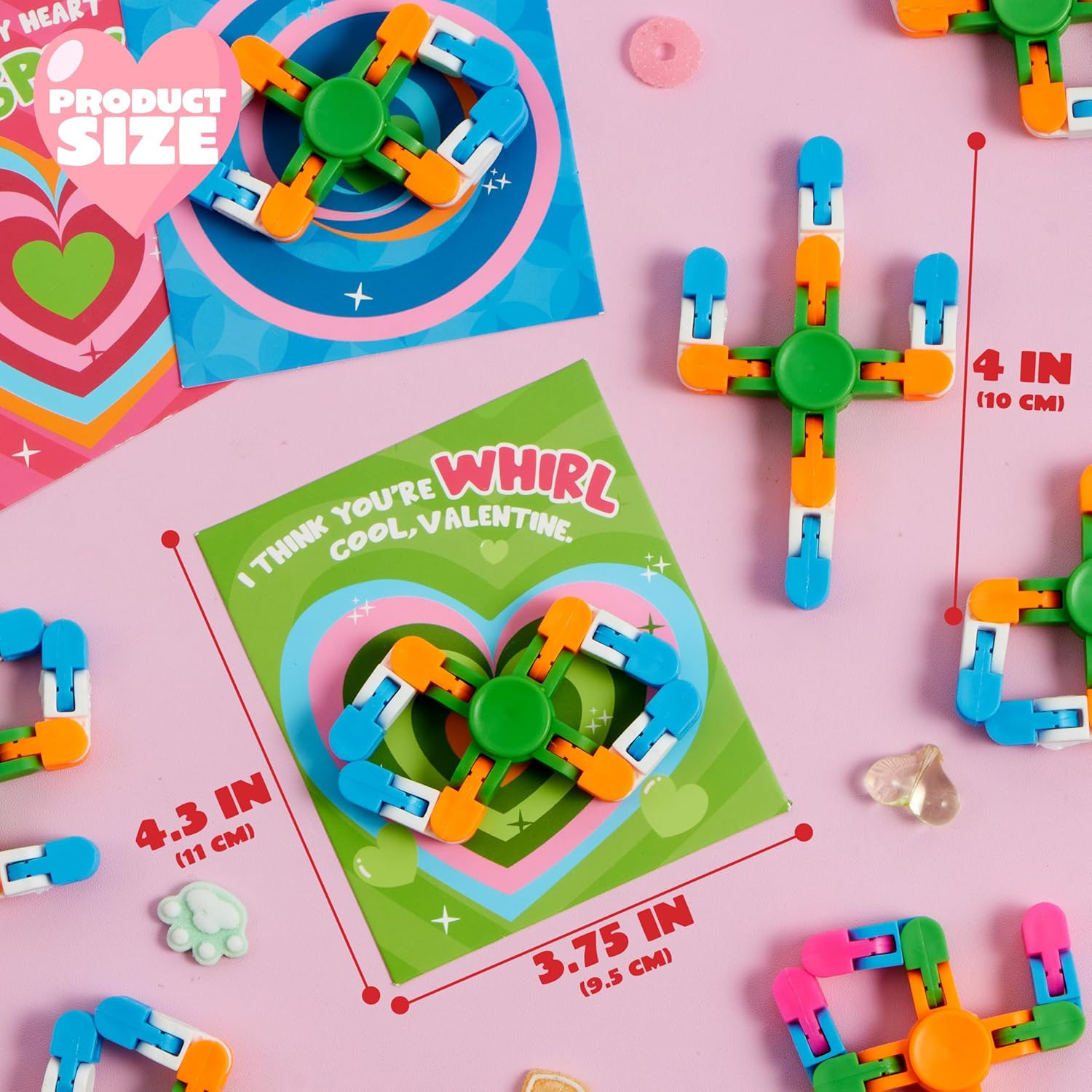 30 Valentine Fidget Spinner Sets with Cards Class Gift Party Favors for Kids Fun