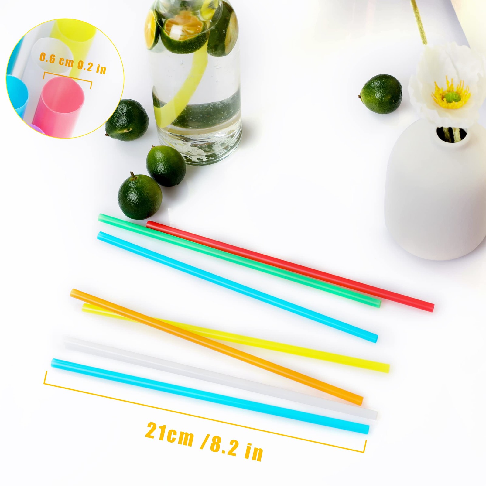 500 Pcs Colorful Disposable Drinking Plastic Straws.(0.23” diameter and 8.26…