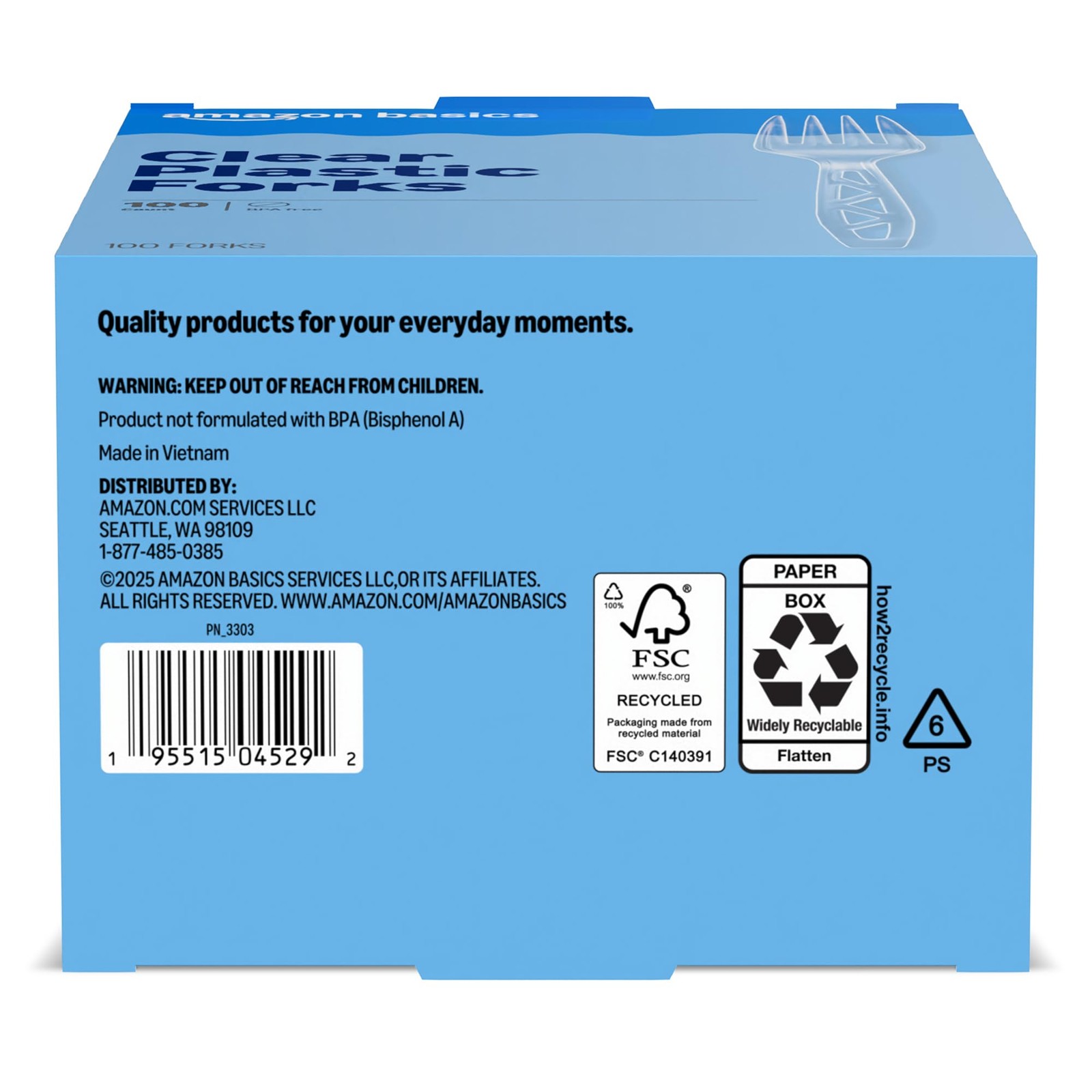 Amazon Basics Disposable Clear Plastic Forks Premium Quality 100 Count Large