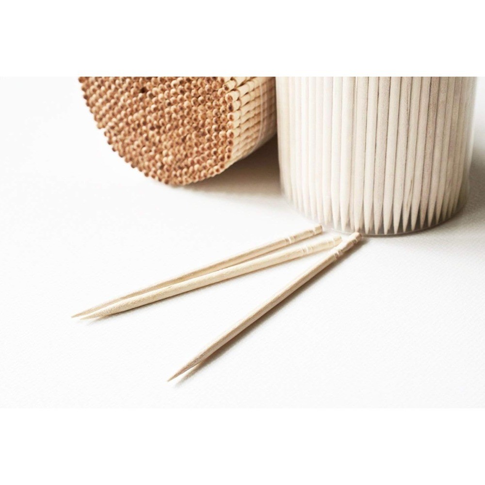 Wooden Toothpicks with Ornate Handle in Holder Container 2 Packs of 500 Total