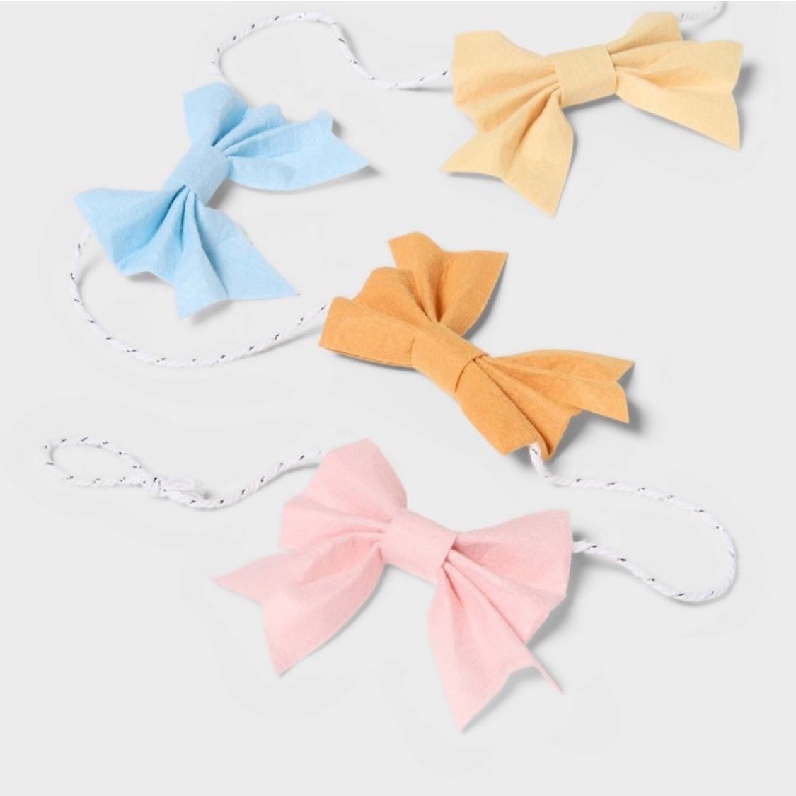Spritz Easter Pastel Bow Garland 5ft Multicolor Felt Bows Spring Party Decor