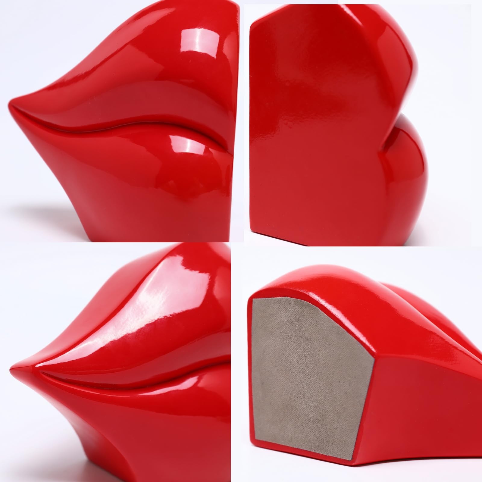 MICDESBA Red Lips Decorated Bookends?Set of 2 Heavy Decorative Book Stoppers?Uni