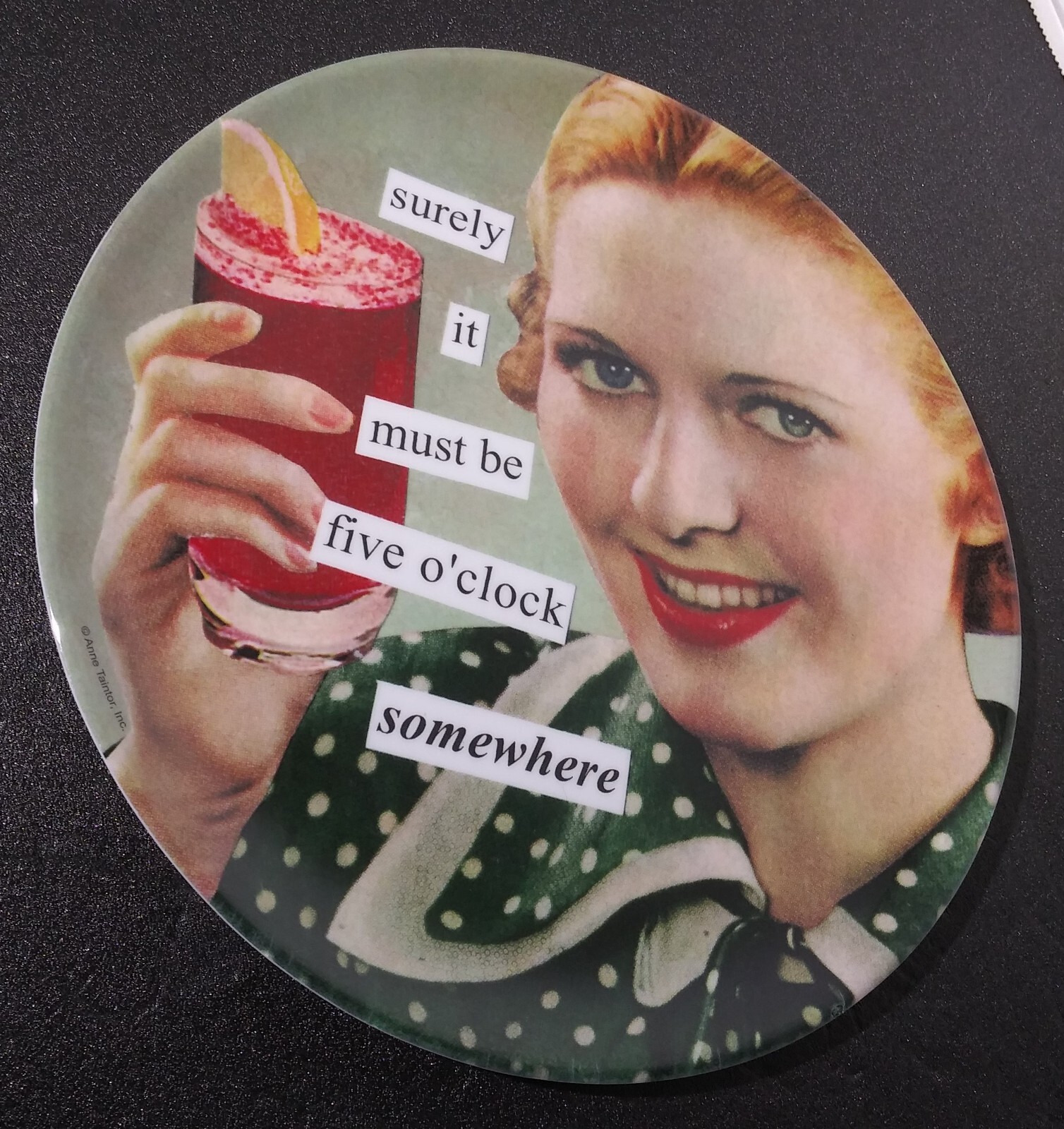 Set of 2 Anne Taintor Retro Cocktail Hour Melamine Plates Happy Hour 7.5″