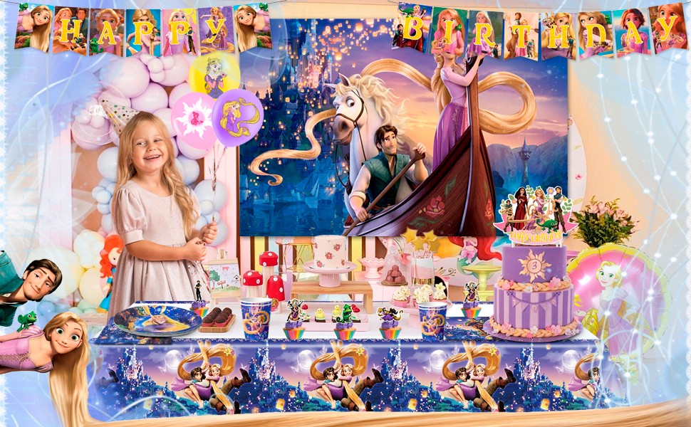 Rapunzel Princess Birthday Party Supplies,Princess Party Decorations & Tableware