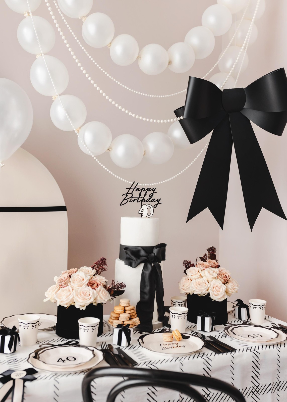 40th Birthday Paper Plates – Hello 40 Milestone Birthday – Cream & Black Party P