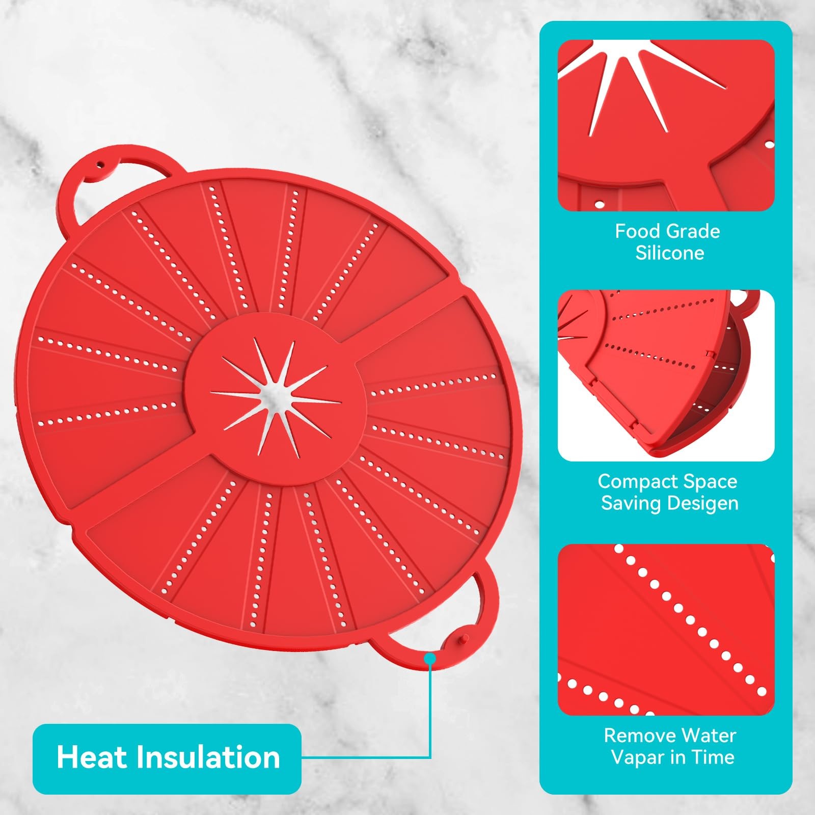 Silicone Splatter Screen for Frying Pan, Foldable Splash Guard, Multi-Use Grease