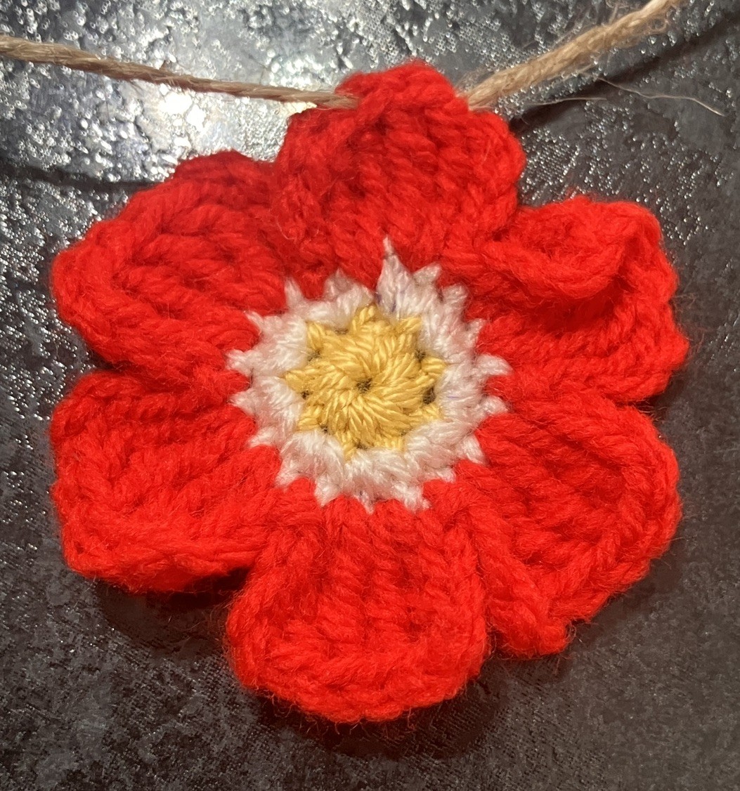 🌸NEW Hand Crochet PRETTY jute 9 Flowers Bunting Window Camper Summer 45” Gift