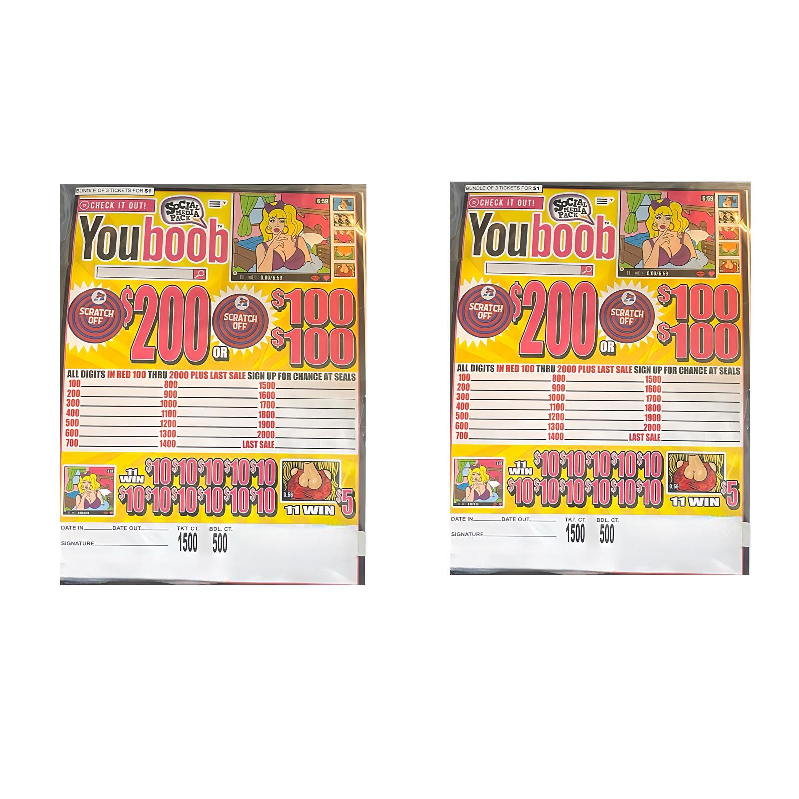 Pull Tab Ticket -Jars – Game – Holder – 2 PACK – You Boob – 500 ct ea